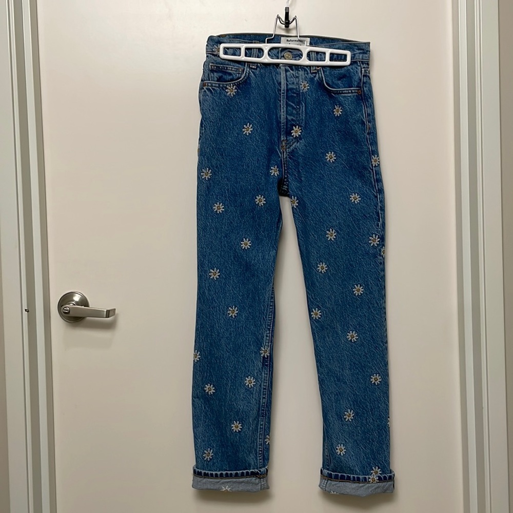 Rare Reformation Blue High Rise Women Jeans - Picture 3 of 4